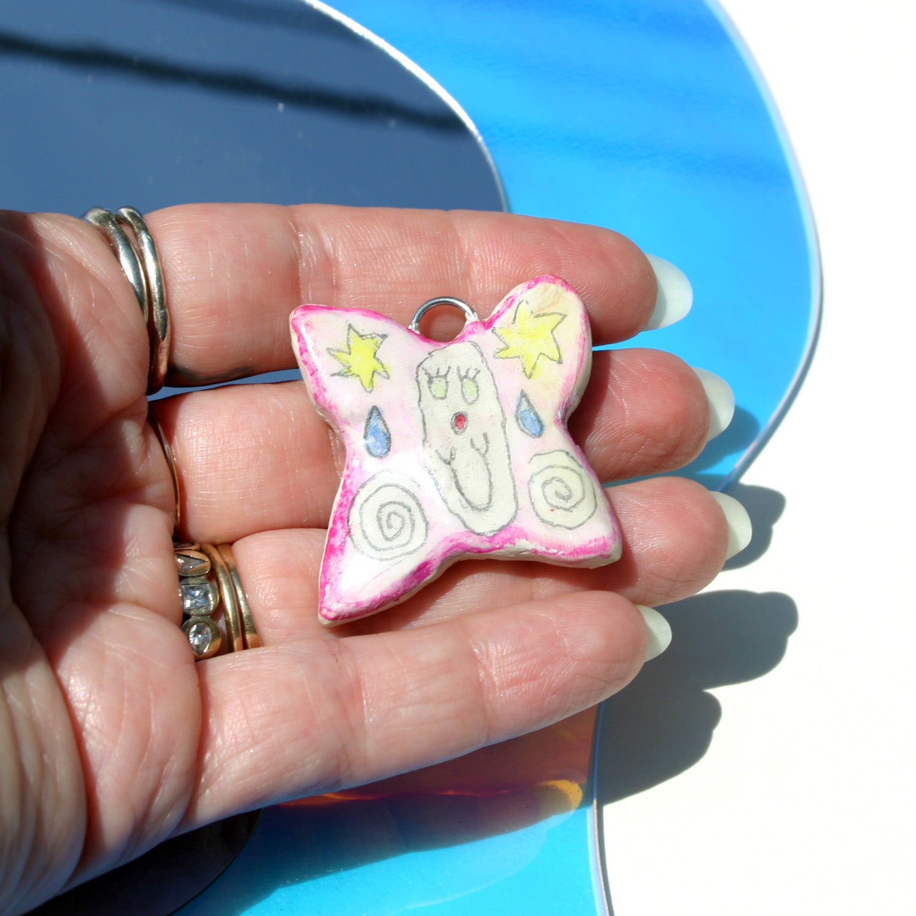 "Creator" Clay Charm | Pink Butterfly